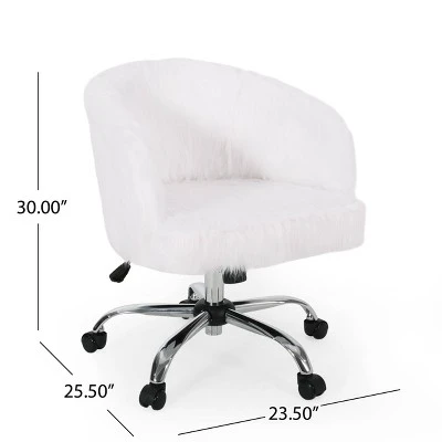 Syosset Modern Glam Swivel Office Chair White/Silver - Christopher Knight Home - Image 10