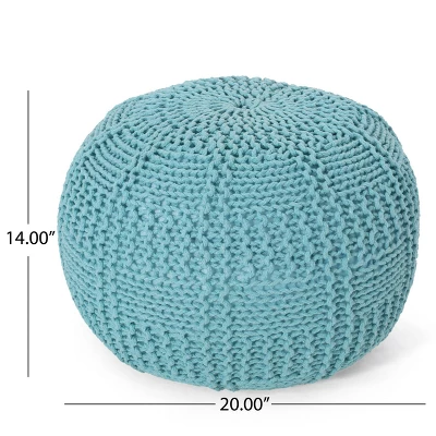Hortense Modern Knitted Cotton Round Pouf - Christopher Knight Home - Image 6
