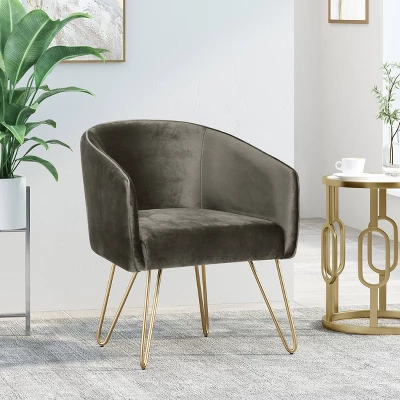 Grelton Modern Glam Velvet Club Chair With Hairpin Legs - Christopher Knight Home
