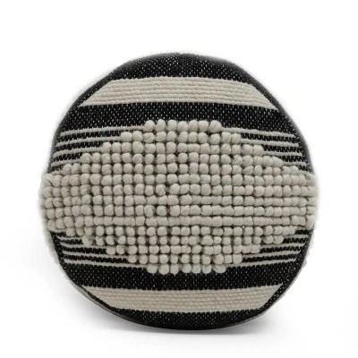 Lucknow Boho Handcrafted Fabric Cylinder Pouf - Christopher Knight Home - Image 4