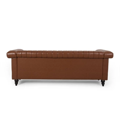 Drury Contemporary Channel Stitch 3 Seater Sofa With Nailhead Trim - Christopher Knight Home - Image 4