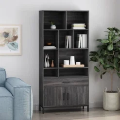 67.25" Gallatin Contemporary Cube Unit Bookcase Dark Gray - Christopher Knight Home