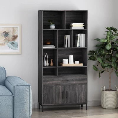 67.25" Gallatin Contemporary Cube Unit Bookcase Dark Gray - Christopher Knight Home