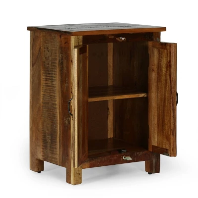 Greenler Boho Handcrafted 2 Door Wood Sideboard Natural/Multi Colored - Christopher Knight Home - Image 3