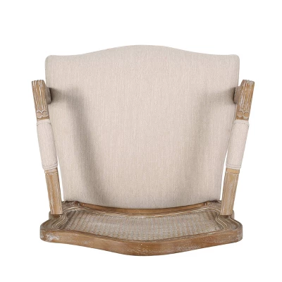 Set Of 2 Andrea French Country Wood And Cane Upholstered Dining Armchairs - Christopher Knight Home - Image 5