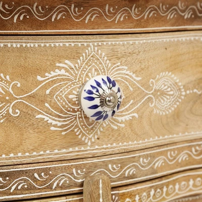 Culloden Handcrafted Boho Mango Wood Cabinet Natural/White - Christopher Knight Home - Image 6