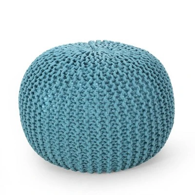 Nahunta Modern Knitted Cotton Round Pouf - Christopher Knight Home - Image 8