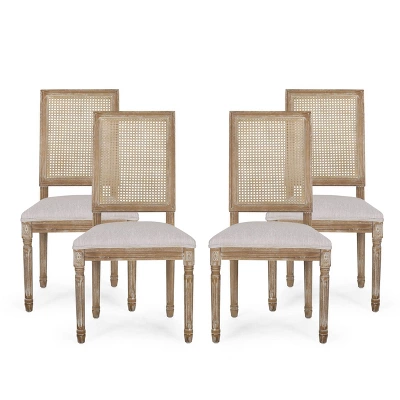 Set Of 4 Regina French Country Wood And Cane Upholstered Dining Chairs - Christopher Knight Home - Image 14