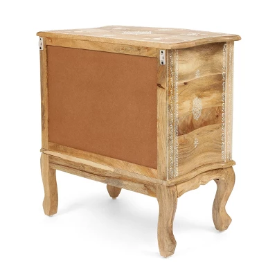 Culloden Handcrafted Boho Mango Wood Cabinet Natural/White - Christopher Knight Home - Image 4