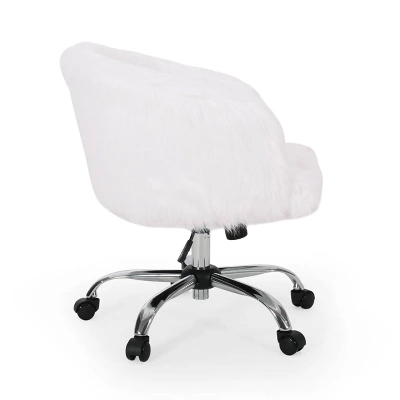 Syosset Modern Glam Swivel Office Chair White/Silver - Christopher Knight Home - Image 4
