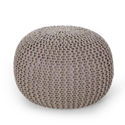 Nahunta Modern Knitted Cotton Round Pouf - Christopher Knight Home - Image 9