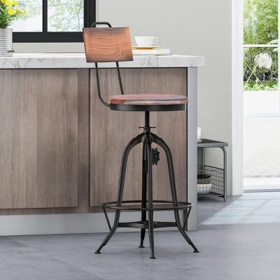 Clarkson Modern Industrial Adjustable Barstool Natural/Black - Christopher Knight Home