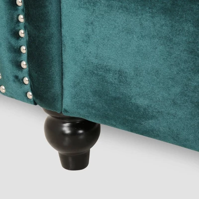 Bowie Modern Glam Velvet Sofa Teal - Christopher Knight Home - Image 4