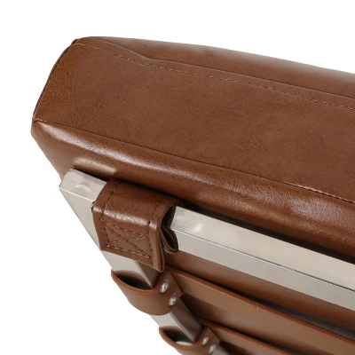 Pearsall Modern Channel Stitch Chaise Lounge Cognac Brown/Silver - Christopher Knight Home - Image 4