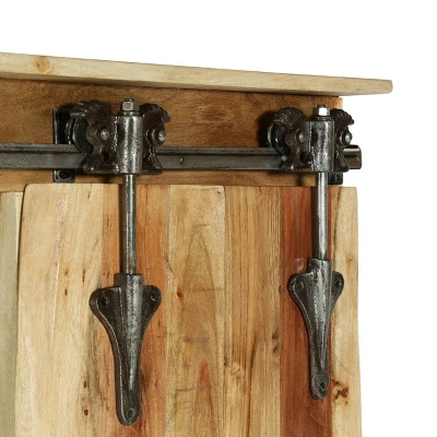 Laymon Modern Industrial Handcrafted Acacia Wood Live Edge Cabinet With Sliding Door Natural/Black - Christopher Knight Home - Image 5