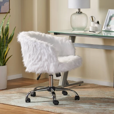 Syosset Modern Glam Swivel Office Chair White/Silver - Christopher Knight Home