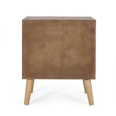 Hulett Contemporary End Table With Storage Walnut/Natural/Antique Gold - Christopher Knight Home - Image 6