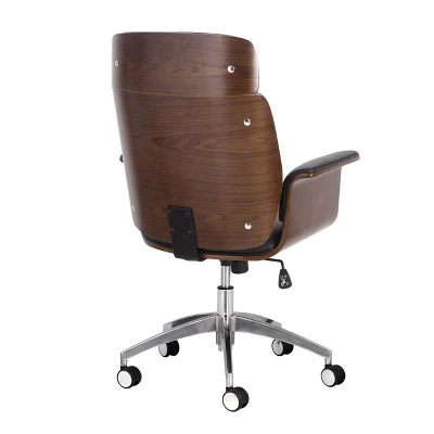 Cannonade Mid-Century Modern Swivel Office Chair Black/Walnut - Christopher Knight Home - Image 3