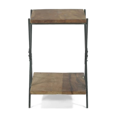 Oxbow Modern Industrial Handcrafted Wood Side Table Light Walnut/Gray - Christopher Knight Home - Image 2