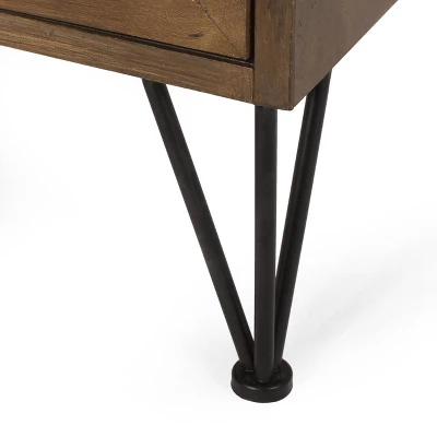 Pilster Contemporary End Table With Storage Walnut/Natural/Black - Christopher Knight Home - Image 9