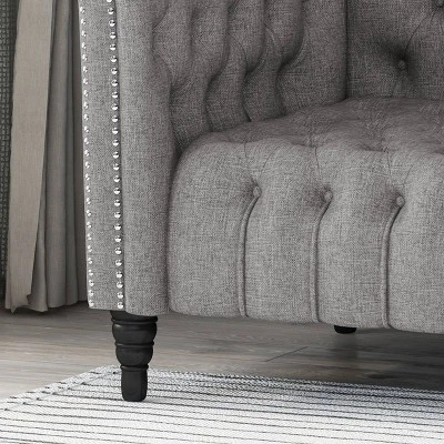 Barneyville Traditional Chesterfield Sofa Gray - Christopher Knight Home - Image 5