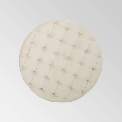 Orla Modern Glam Round Ottoman - Christopher Knight Home - Image 3