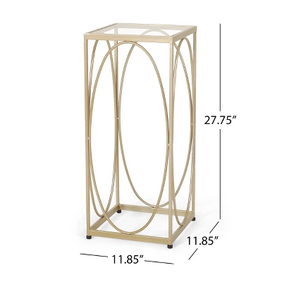 Bennion Modern Glam Glass Top End Table Champagne Gold/Black - Christopher Knight Home - Image 5