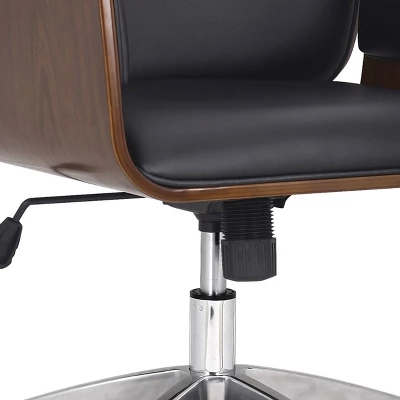 Cannonade Mid-Century Modern Swivel Office Chair Black/Walnut - Christopher Knight Home - Image 9