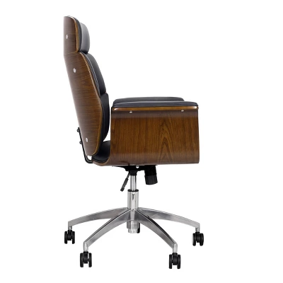 Cannonade Mid-Century Modern Swivel Office Chair Black/Walnut - Christopher Knight Home - Image 4