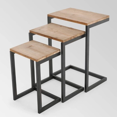 Tohono Nesting Tables Antique Firwood (Set Of 3) - Christopher Knight Home - Image 3