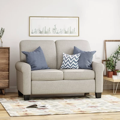 Bernietta Mid-Century Modern Minimal Loveseat Beige - Christopher Knight Home