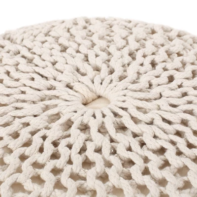 Barwick Modern Knitted Round Pouf Ivory - Christopher Knight Home - Image 4