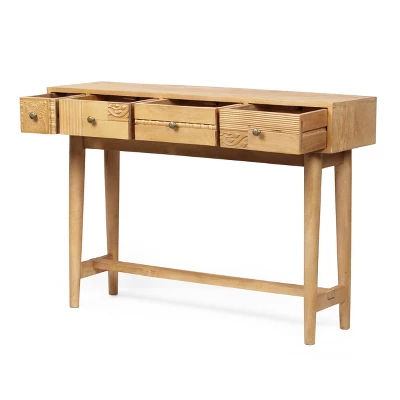 Warthen Boho Handcrafted 4 Drawer Console Table Natural - Christopher Knight Home - Image 2