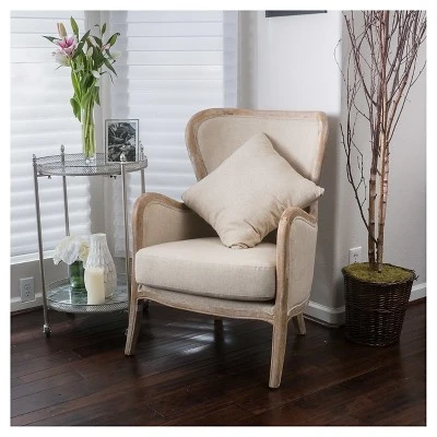 Crenshaw Fabric Wing Chair Beige - Christopher Knight Home