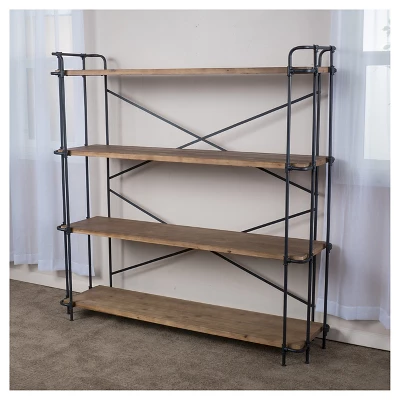 Yorktown 65.5" 4-Shelf Industrial Bookcase Brown - Christopher Knight Home - Image 2