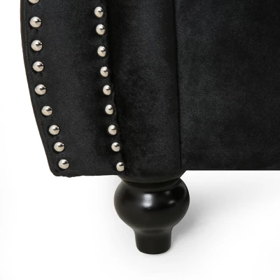 Glenmont Modern Glam Channel Stitch Velvet Loveseat With Nailhead Trim - Christopher Knight Home - Image 2