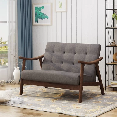 Hetel Mid-Century Modern Settee Dark Gray - Christopher Knight Home