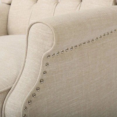 Set Of 2 Walter Contemporary Tufted Fabric Press-Back Recliners Beige - Christopher Knight Home - Image 4