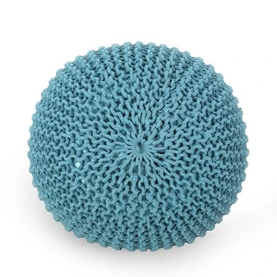Nahunta Modern Knitted Cotton Round Pouf - Christopher Knight Home - Image 6