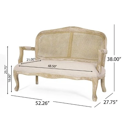 Saley French Country Wood And Cane Loveseat - Christopher Knight Home - Image 9