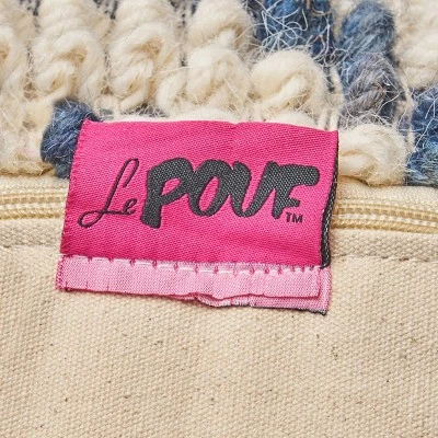 Freesia Boho Wool And Cotton Large Ottoman Pouf White/Blue - Christopher Knight Home - Image 5