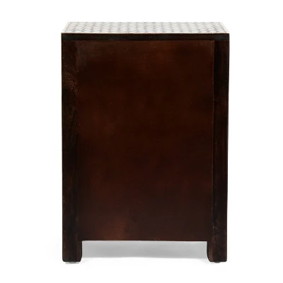 Benewah Handcrafted Boho 3 Drawer Mango Wood Nightstand Dark Walnut/Black/White - Christopher Knight Home - Image 6