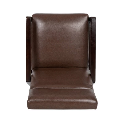 Fernhill Mid Century Modern Faux Leather Upholstered Pushback Recliner Dark Brown/Dark Espresso - Christopher Knight Home - Image 3