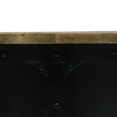 Opheim Industrial Handcrafted Mango Wood Side Table Natural/Black - Christopher Knight Home - Image 4