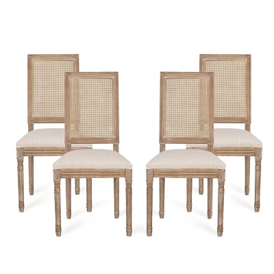 Set Of 4 Regina French Country Wood And Cane Upholstered Dining Chairs - Christopher Knight Home - Image 12