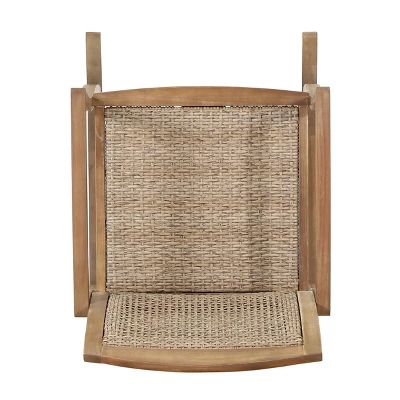 Welby Outdoor Acacia Wood/Wicker Rocking Chair Light Brown - Christopher Knight Home - Image 4