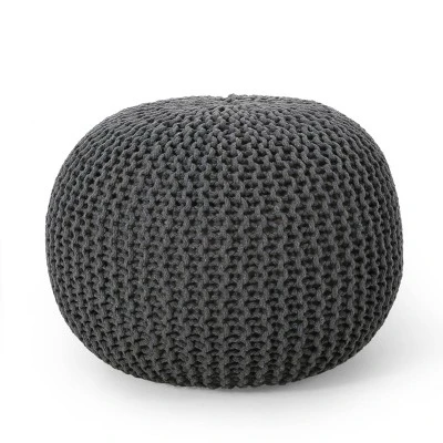 Nahunta Modern Knitted Cotton Round Pouf - Christopher Knight Home - Image 11