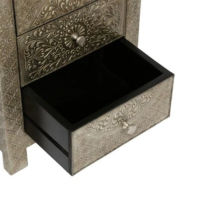 Deschutes Handcrafted Boho 3 Drawer Nightstand Silver - Christopher Knight Home - Image 6
