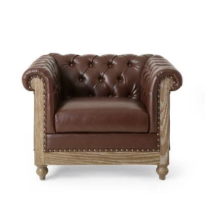 Castalia Chesterfield Tufted Club Chair With Nailhead Trim Midnight - Christopher Knight Home - Image 10