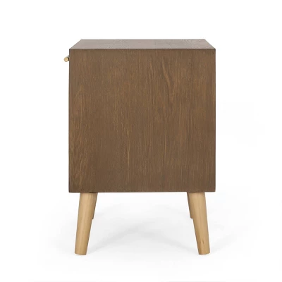 Hulett Contemporary End Table With Storage Walnut/Natural/Antique Gold - Christopher Knight Home - Image 4